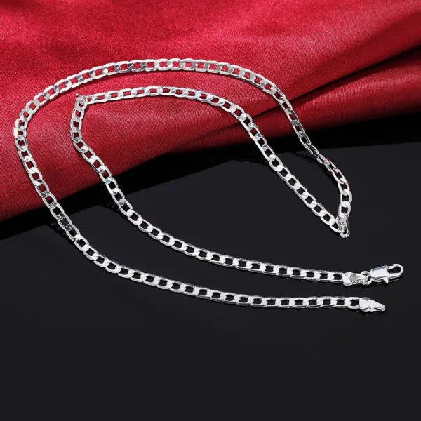 Men's 925 Sterling Silver Necklace 2/4/6/8/10/12MM 40-75cm Face Chain Necklace Lobster Clasp Men Women Engagement Jewelry Gifts - Image 3