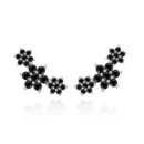 CANNER 925 Sterling Silver WhiteBlack Zircon Flower Stud Earrings For Women Zirconia Piercing Earring Earings Jewelry Pendientes