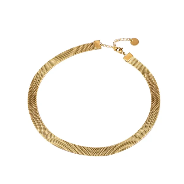 E.B.belle 3 Layers Gold Plating Stainless Steel Anti-allergy&Eco-friendly Wide Braided Mesh Chain Choker Necklaces For Women - Image 4