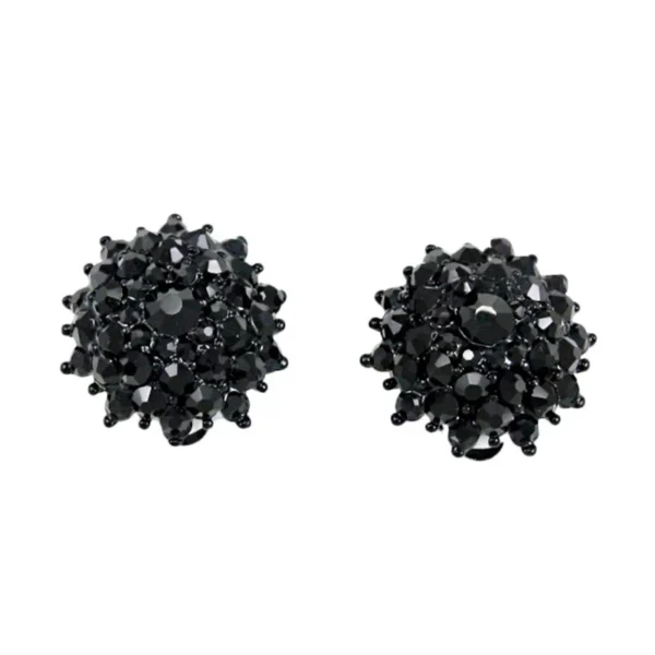 Luxury Gold Overspread Sparkly Rhinestone Clip on Earrings Round Flower Without Piercing for Women Wedding Party Jewelry - Image 3