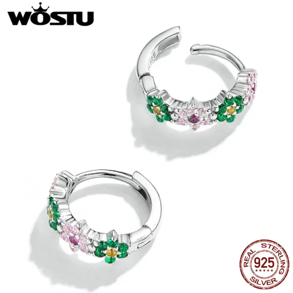 WOSTU Real 925 Sterling Silver Spring Flower Multi Color Zircon Women Wedding Party Fine Jewelry Gift For Women FICE1320 Newest - Image 3