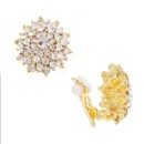 Luxury Gold Overspread Sparkly Rhinestone Clip on Earrings Round Flower Without Piercing for Women Wedding Party Jewelry