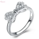 925 Sterling Silver Bowknot Bow Knot Cubic Zirconia Rhinestone Rings For Women Fashion Trendy Wedding Engagement Jewelry