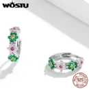 WOSTU Real 925 Sterling Silver Spring Flower Multi Color Zircon Women Wedding Party Fine Jewelry Gift For Women FICE1320 Newest