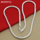 DOTEFFIL 925 Sterling Silver 16/18/20/24/22/24/26/30 Inch 3mm Snake Chain Necklace For Woman Man Wedding Engagement Jewelry