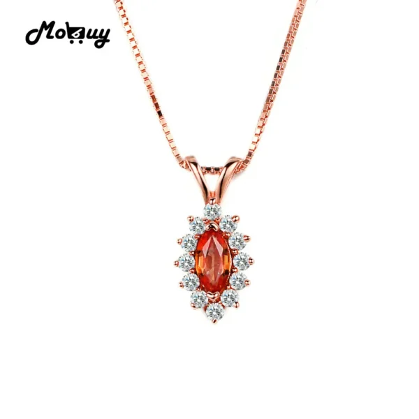 MoBuy MBNI001 Special Gemstone Marquise Citrine Necklaces & Pendants 925 Sterling Silver Rose Gold Plated Fine Jewelry For Women