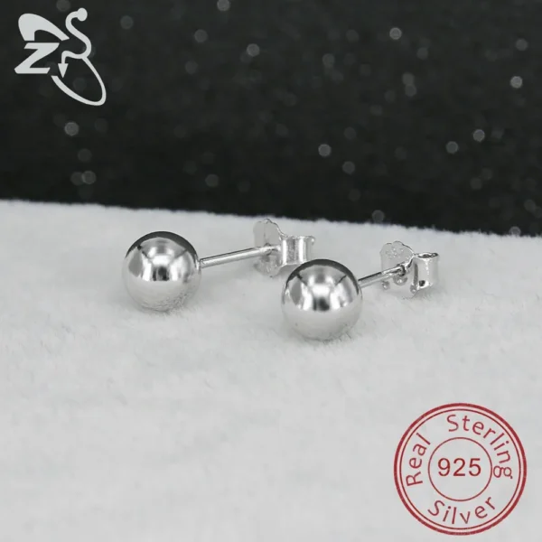 2.5-6mm Ball Stud Earrings 925 Sterling Silver High Quality Ear Studs Piercing Cartilage Small Balls Earring Body Accessories - Image 2