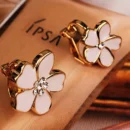 JIOFREE Korea Style Flower Shape Enamel Clip on Earrings Without Piercing for Girls Party Cute Lovely No Hole Ear Clip jewelry