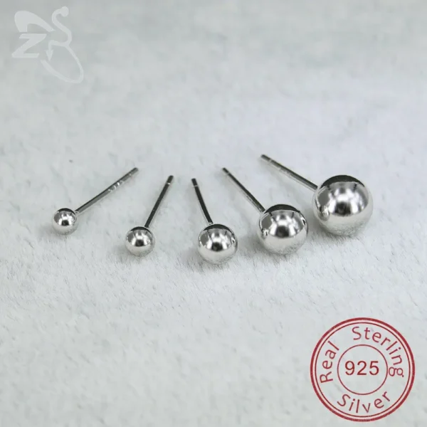 2.5-6mm Ball Stud Earrings 925 Sterling Silver High Quality Ear Studs Piercing Cartilage Small Balls Earring Body Accessories - Image 4