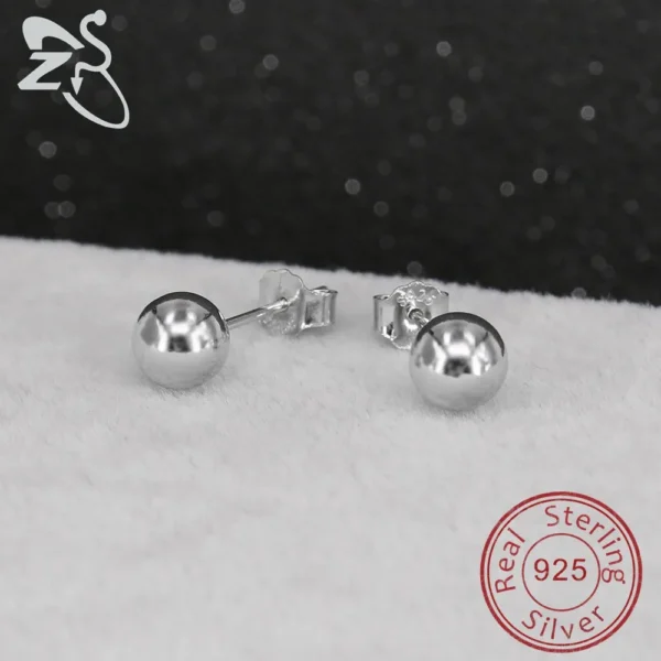 2.5-6mm Ball Stud Earrings 925 Sterling Silver High Quality Ear Studs Piercing Cartilage Small Balls Earring Body Accessories - Image 3