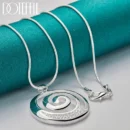 DOTEFFIL 925 Sterling Silver AAA Zircon Round Spiral Pendant Necklace 16-30 Inch Chain For Woman Man Charm Wedding Jewelry