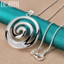 DOTEFFIL 925 Sterling Silver AAA Zircon Round Spiral Pendant Necklace 16-30 Inch Chain For Woman Man Charm Wedding Jewelry