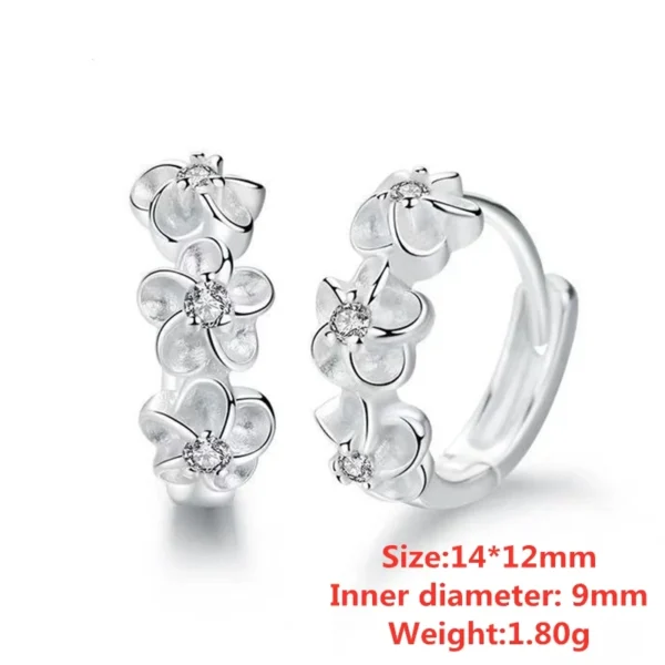 DOTEFFIL 925 Sterling Silver Small Rose Flower Round Hoop Earring AAA Zircon For Women Female Charm Engagement Wedding Jewelry - Image 5