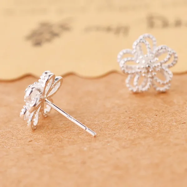 REETI 925 sterling silver flower Stud Earrings for Women Elegant Wedding Jewelry pendientes mujer moda 2019 Brincos - Image 4