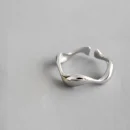 XIYANIKE Silver Color Creative Handmade Rings Irregular Wave Smooth Engagement Jewelry for Women Size 16.5mm Adjustable