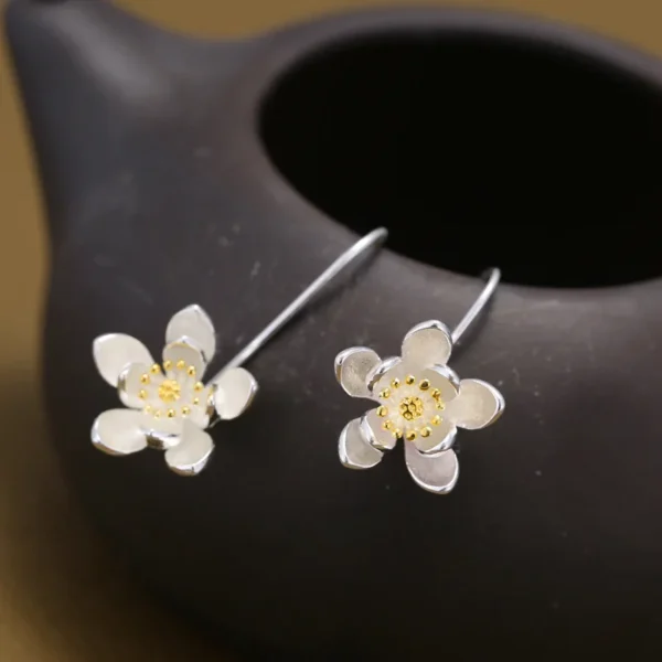 925 sterling silver Long Flower Earrings For Women Elegant Lady Prevent Allergy New Design Fashion Jewelry - Image 5