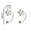 Real 925 Sterling Silver Flower Screw Puncture Stud Earrings for Women Fine Jewelry Light Luxury Minimalist Accessories