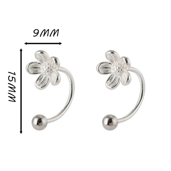 Real 925 Sterling Silver Flower Screw Puncture Stud Earrings for Women Fine Jewelry Light Luxury Minimalist Accessories - Image 2