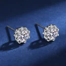 0.5 Carat Moissanite Diamond Earrings S925 Silver Inlaid Gemstone Flower Engagement Woman Jewelry