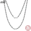 Effie Queen Genuine 925 Sterling Silver Italian Diamond-Cut Rope Chain Necklace for Women Men 18K Gold Twist Chain Jewelry SC29