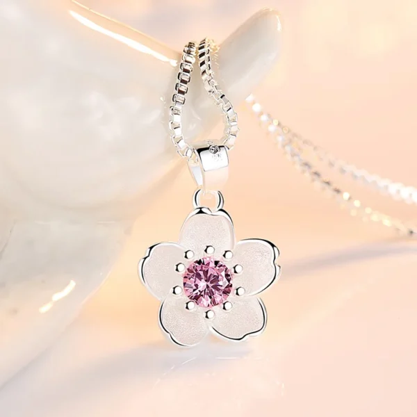 925 Sterling Silver Pink Purple Peach Blossom Necklaces For Women Luxury Quality Jewelry GaaBou Jewellery - Image 2