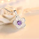 925 Sterling Silver Pink Purple Peach Blossom Necklaces For Women Luxury Quality Jewelry GaaBou Jewellery