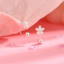 Real 925 Sterling Silver Flower Screw Puncture Stud Earrings for Women Fine Jewelry Light Luxury Minimalist Accessories