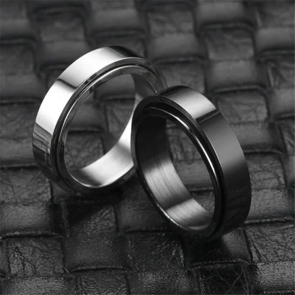 Anxiety Fidget Spinner Rings Black Silver Color Stainless Steel Spinning Rotating Mood Ring for Men Women Anti Stress Jewelry - Image 6