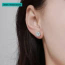 FEOBUR 7ct 14 Stones Full Moissanite Stud Earrings for Women 925 Sterling Silver Flower Shape Diamond Earring Wedding Jewelry