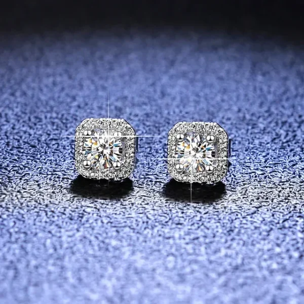 Luxury Platinum Pt950 Moissanite Diamond Earrings for Women Deluxe Square Wrap D Color Wedding Earrings Jewelry - Image 2