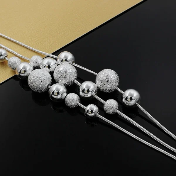 Fine Jewelry Charm 925 Sterling Silver Bead Necklace Classic High Quality Fashion for Women Lady Wedding Chain Gift - Image 2