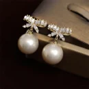 Vintage Rose Flower Pearl Stud Earring for Women Cute Butterfly Imitation Pearl Zircon Bowknot Earrings Party Wedding Jewelry