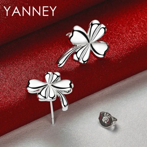 925 Sterling Silver Exquisite Four Leaf Clover Stud Earrings For Women Fashion Charm Wedding Jewelry Christmas Accessories