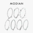 MODIAN 925 Sterling Silver Simple Fashion Stackable Ring Classic Wave Geometric Exquisite Finger Rings For Women Party Jewelry