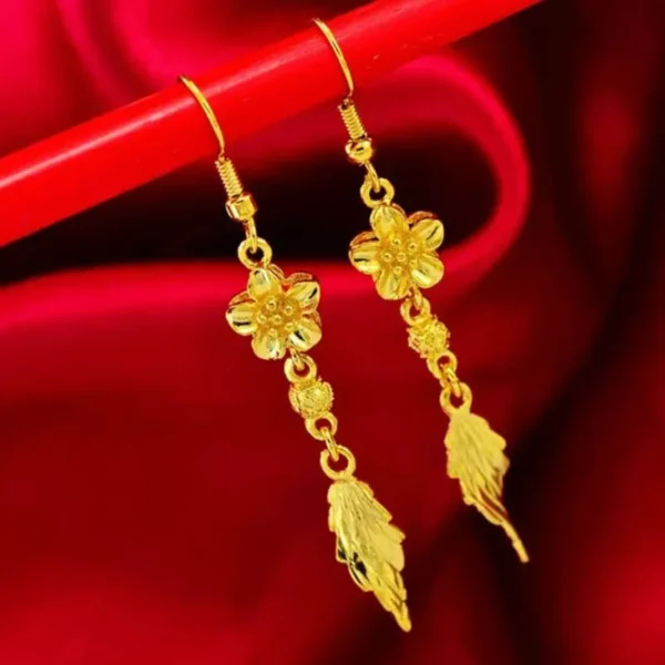 Womens Jewelry 18K Gold Earrings Bauhinia Leaf Earrings AU750 Luxury Quality Jewelry Comes with Certificate