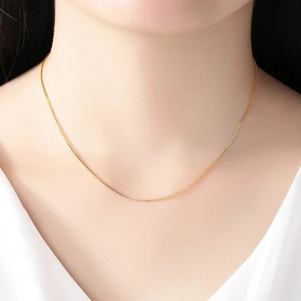 14k Orginal Gold Color Necklace Chain for Women Box Chain Snake Bone/starry/Cross Chain 18 Inches Necklace Fine Jewelry Gifts - Image 5