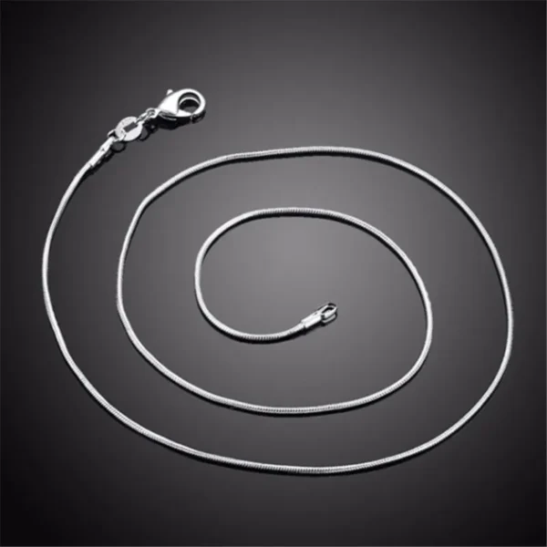 1MM 925 Sterling Silver Chain Fashion Sliver Necklace High Quality Snake Chain For Men And Women - Image 5