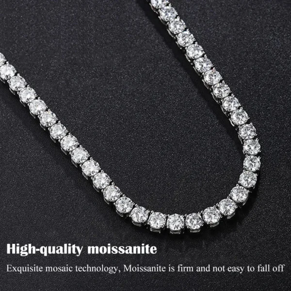 FEOBUR 3/4/5mm Real Moissanite Tennis Necklace for Women Men S925 Silver Full Diamond Neck Chains Party Trendy Jewelry Gift - Image 2