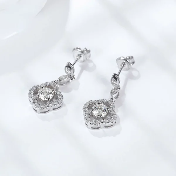 0.5 Carat Moissanite Drop Earrings S925 Silver Flower Shape Vintage Women Jewelry Anniversary Gfit - Image 3