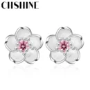 CHSHINE 925 sterling silver Fashion women fungus ornaments romantic cherry small clean Earrings pink purple luxury jewelry