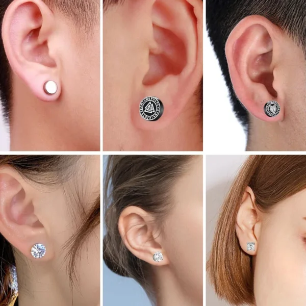 1Pairs Crystal Strong Magnetic Ear Stud Clip Earrings for Men and Women Punk Round Zircon Magnet Earrings Non Piercing Jewelry - Image 5