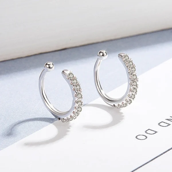 Fashion 925 Sterling Silver Decorate C Type Zircon Clip Earrings Punk Rock Rhinestone No Hole Clip Ear Women&Girl Jewelry Gift - Image 2