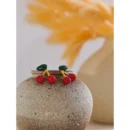 Yhpup Hot Style Stainless Steel Enamel Cute Cherry Fashion Stud Earrings Gift Women Prevent Allergy Trending Exquisite Jewelry