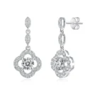 0.5 Carat Moissanite Drop Earrings S925 Silver Flower Shape Vintage Women Jewelry Anniversary Gfit