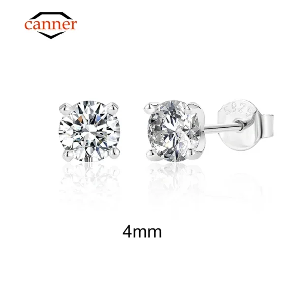 CANNER 0.5-1.2 Carat D Color Moissanite Ear Stud Earrings For Women 925 Sterling Silver Sparkling Piercing Earring Fine Jewelry - Image 2