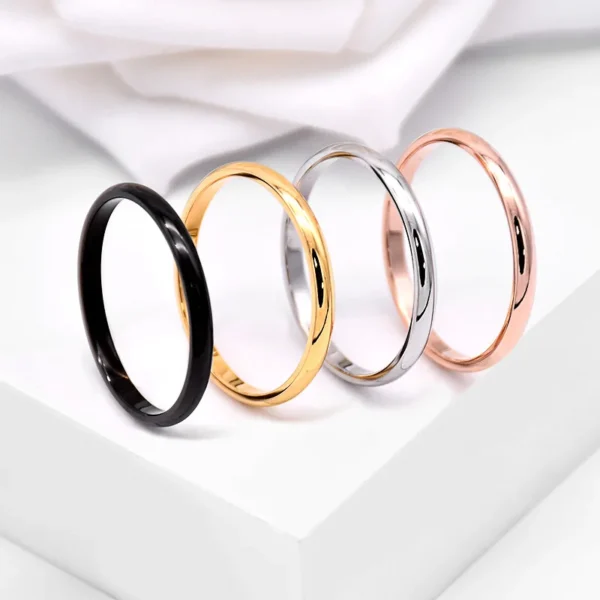 2mm Width Stainless Steel Ring for Girls Women, Gold-color / Silver-color, Tail Ring for Wedding, Thin And Simple Concise Style