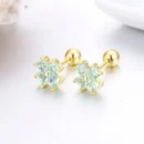 7colors Cute Heart CZ Stones Clover Flower Screw Back Stud Earrings For Women Baby Kids Girls Gold Color Piercing Jewelry Aros