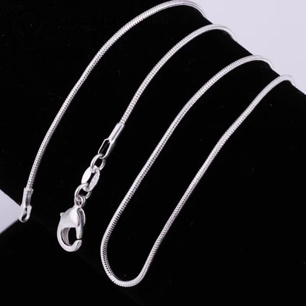 925 sterling silver necklace women, silver fashion jewelry Snake Chain 1mm Necklace 16 18 20 22 24" - Image 2