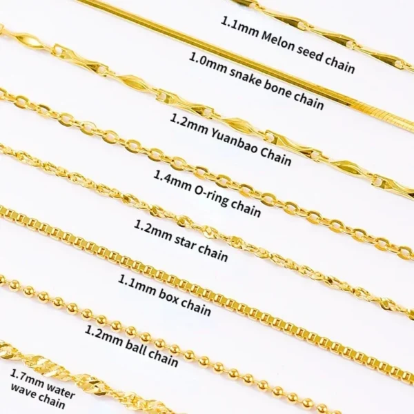 14k Orginal Gold Color Necklace Chain for Women Box Chain Snake Bone/starry/Cross Chain 18 Inches Necklace Fine Jewelry Gifts - Image 3