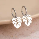 Stainless Steel Earrings Bohemian Tropical Plant Leaves Pendants Retro Glossy Aesthetic Hoop Earrings For Women Jewelry Girl New